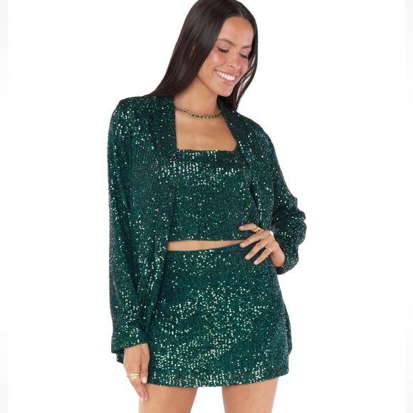 Show Me Your MuMu Jackets & Blazers - Show Me Your Mumu Emerald Sequins Dance Blazer XXL